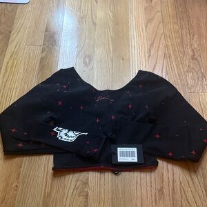 Black and Red Long Sleeve Crop Top